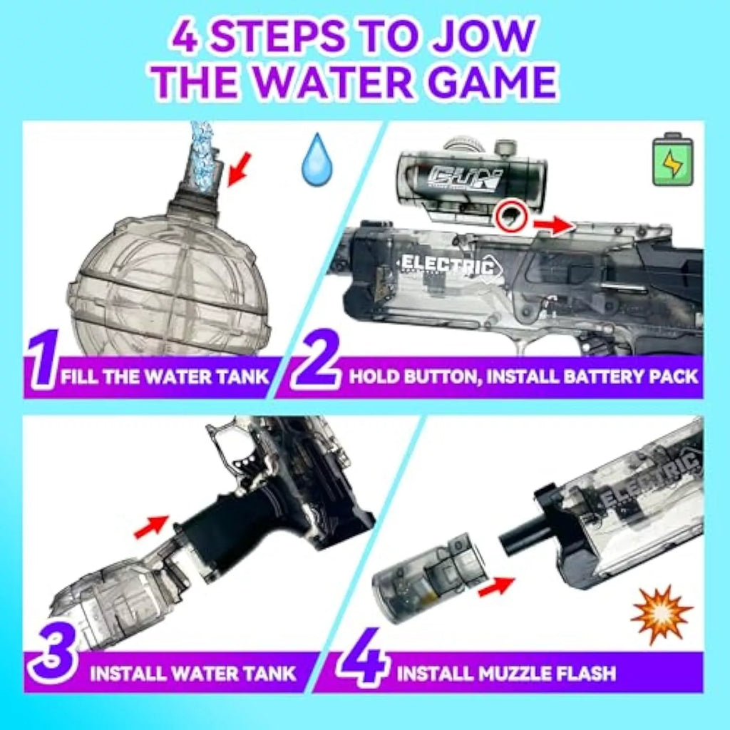 Electric Water Pistol with Realistic Gun Muzzle Flame