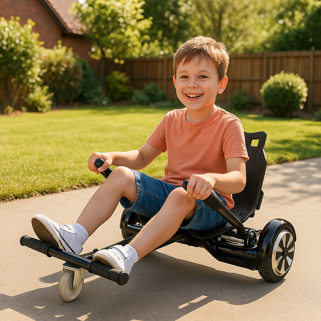 kid sit on Gear Force Hoverboard Go Kart